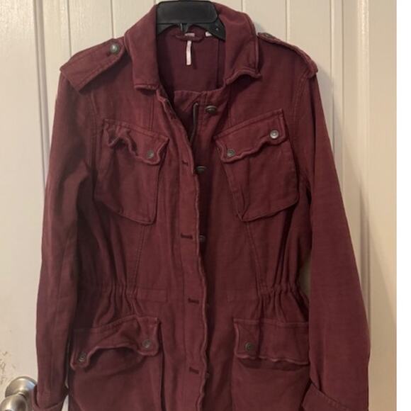 Free People Not Your Brother's Surplus Military Long Burgundy Jacket S - Picture 9 of 9
